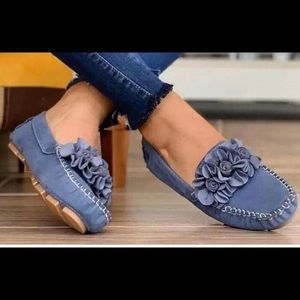 Blue suede loafers 8.5